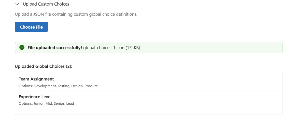 upload global choices